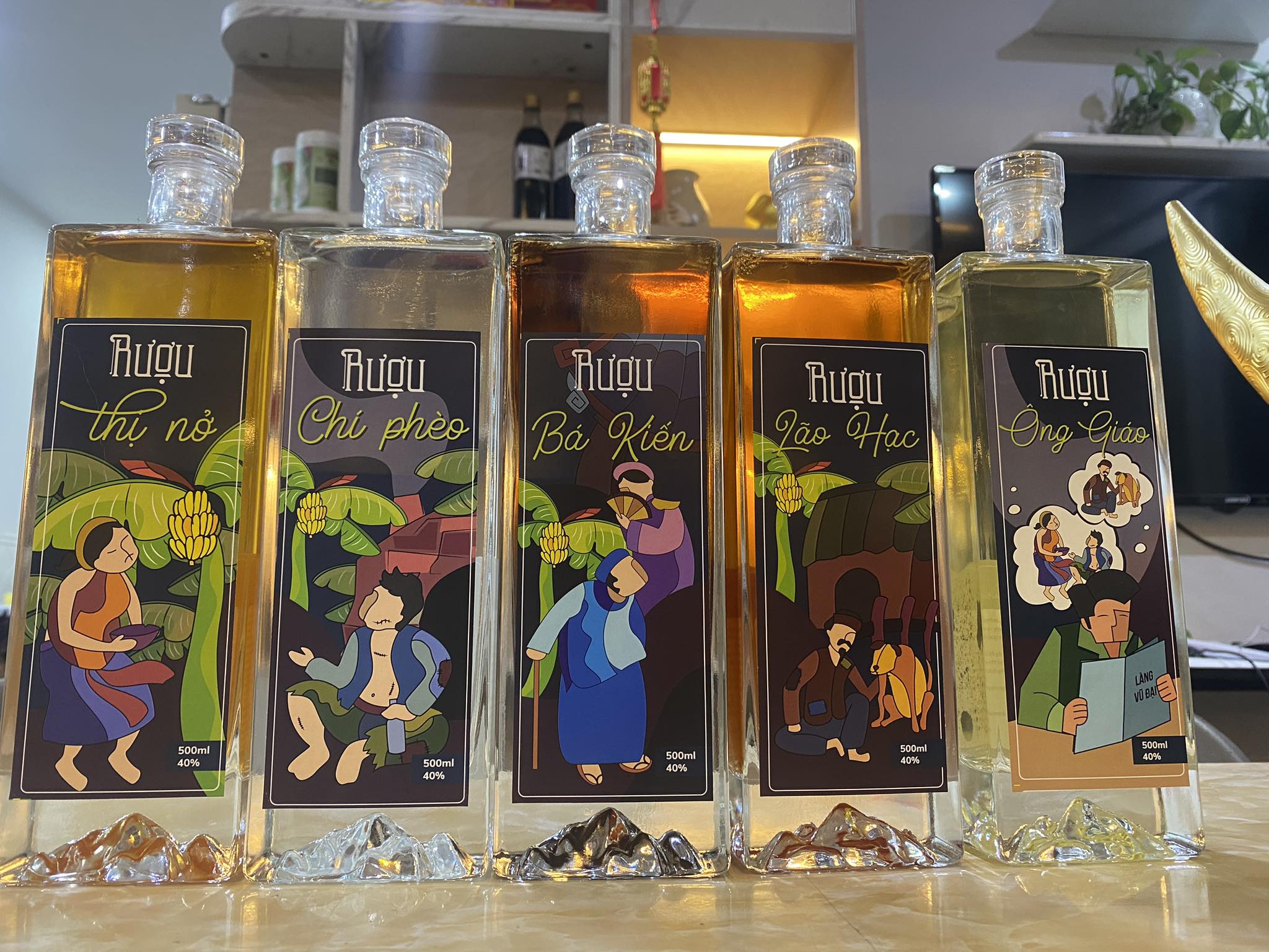 set 5 chai ruou lang vu dai
